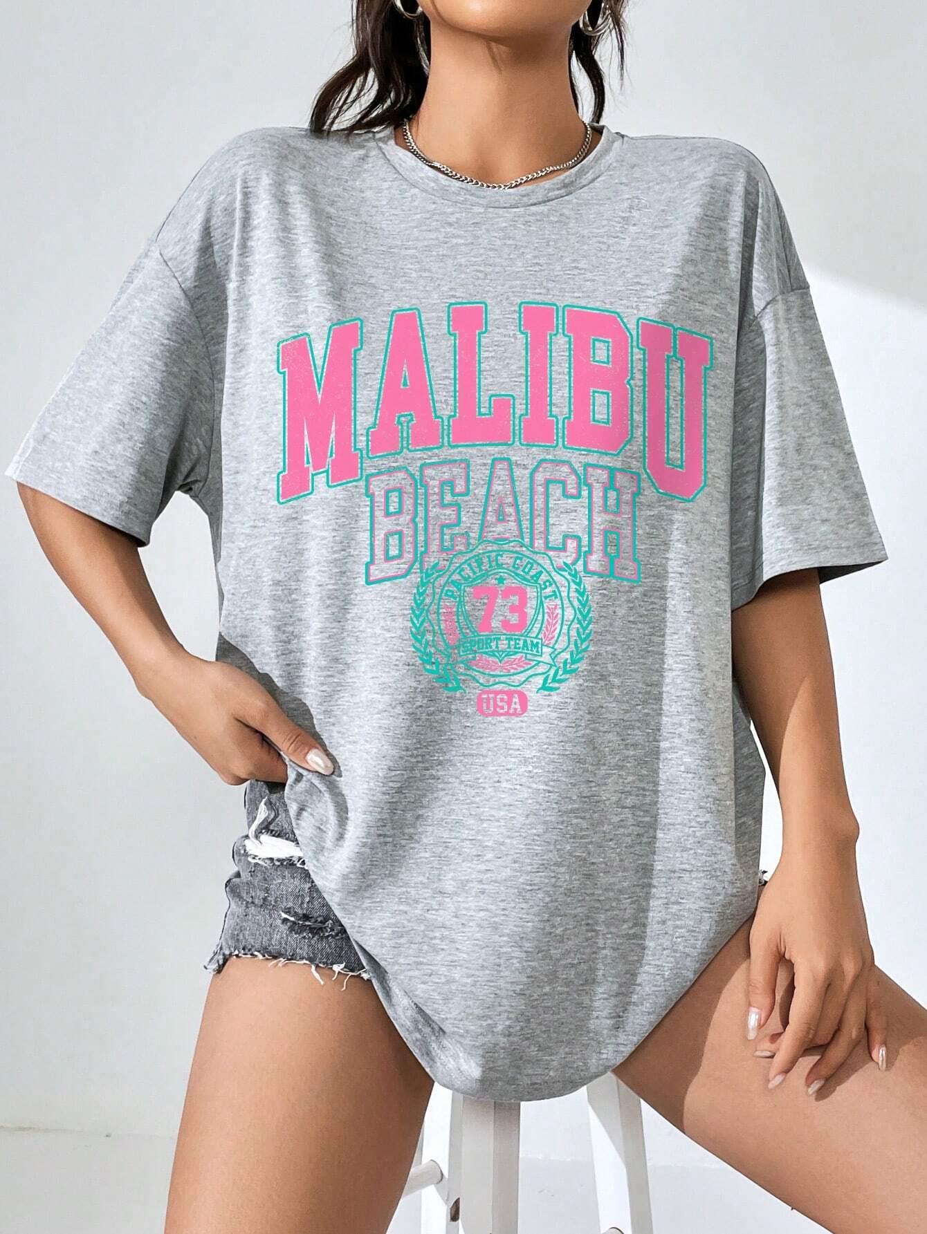 Malibu Beach Letter Print Prin - Streetwear Brand Clothing ulasan dan harga