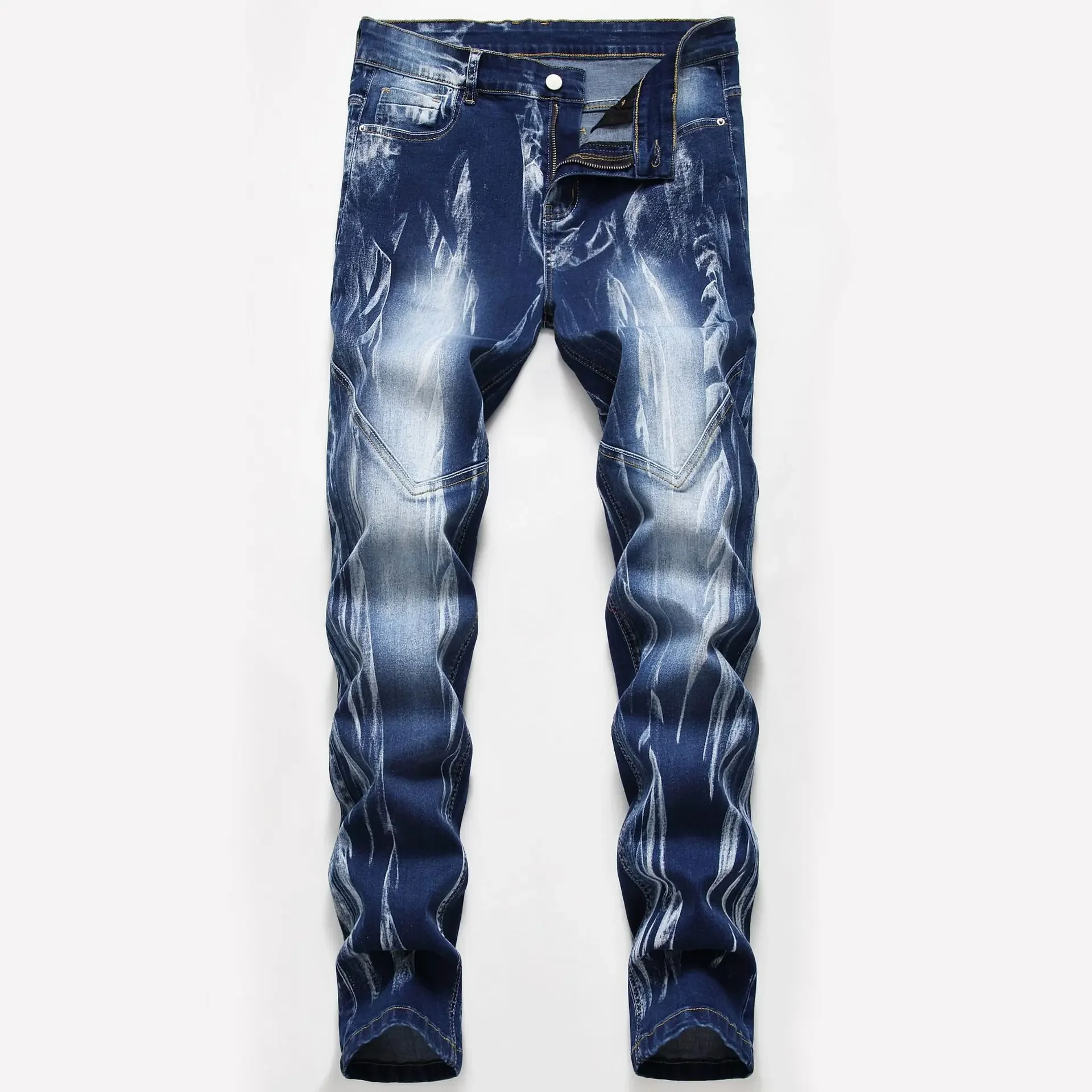 Fashion Print Men's Elasticity - Streetwear Brand Denim ulasan dan harga